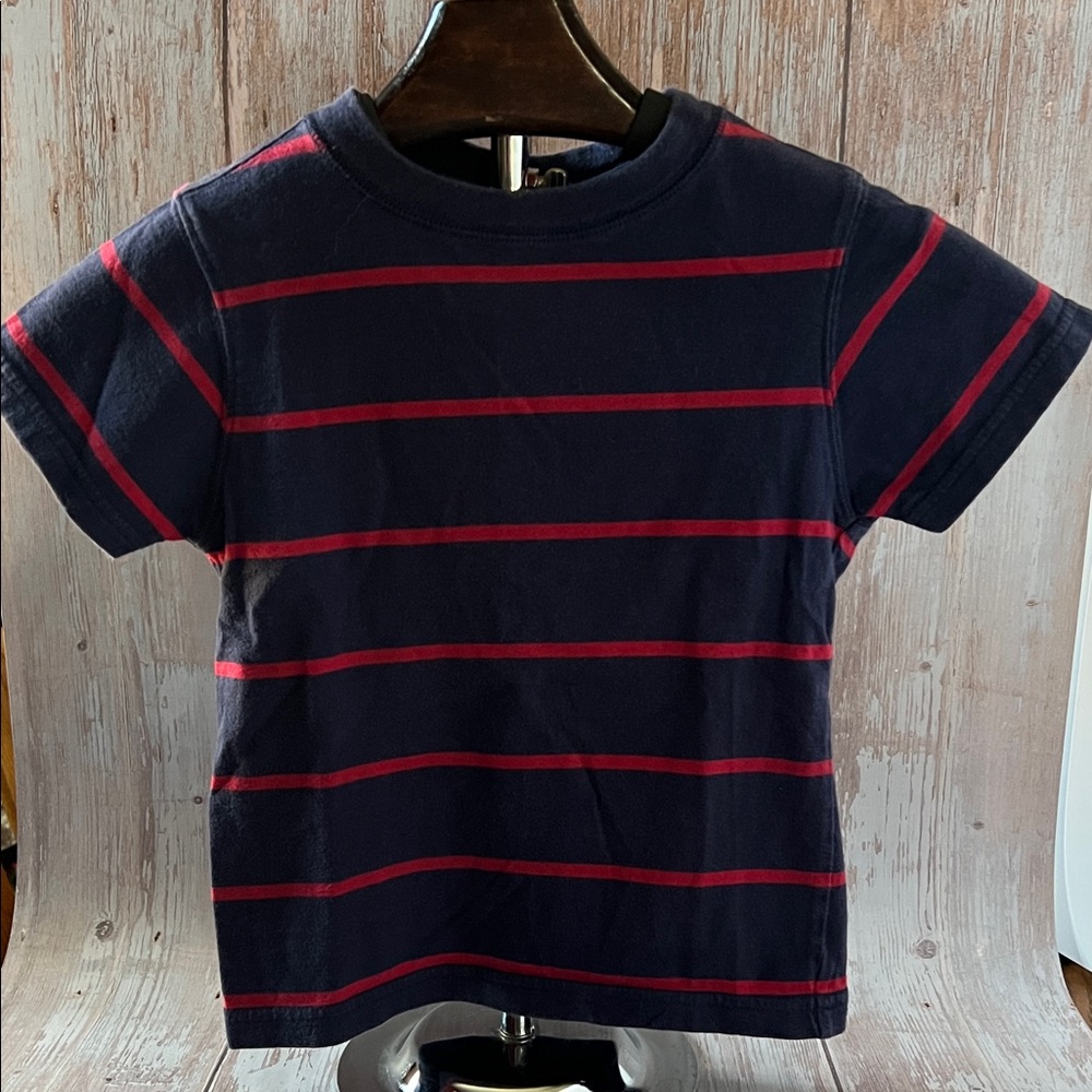 Run Jump Play Navy & Red Striped Short Sleeve Tee - 2T